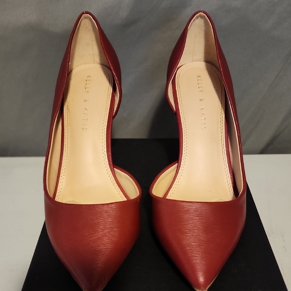 Kelly & Katie Red Elegant Leather Heels - Picture 3 of 8